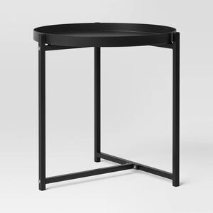 Room Essentials -  Outdoor Steel Round Side Table Tra Black